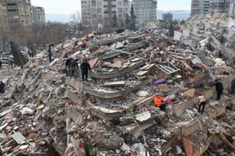 Collapsed buildings in Turkey after the earthquake