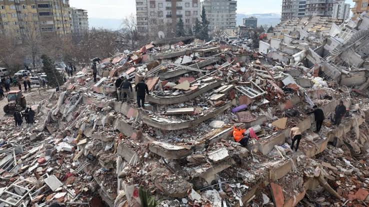 Collapsed buildings in Turkey after the earthquake