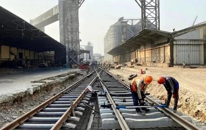 Engineers working on railway