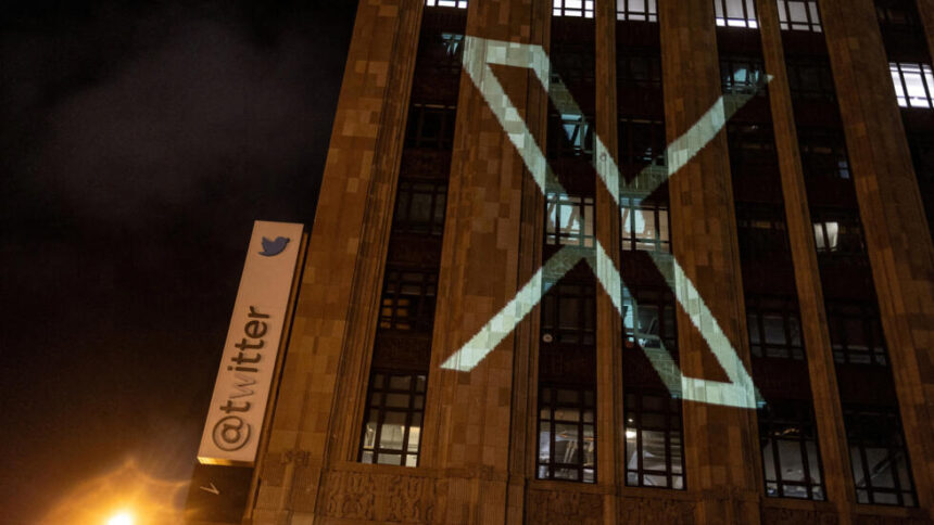 Twitter projects new X logo on HQ